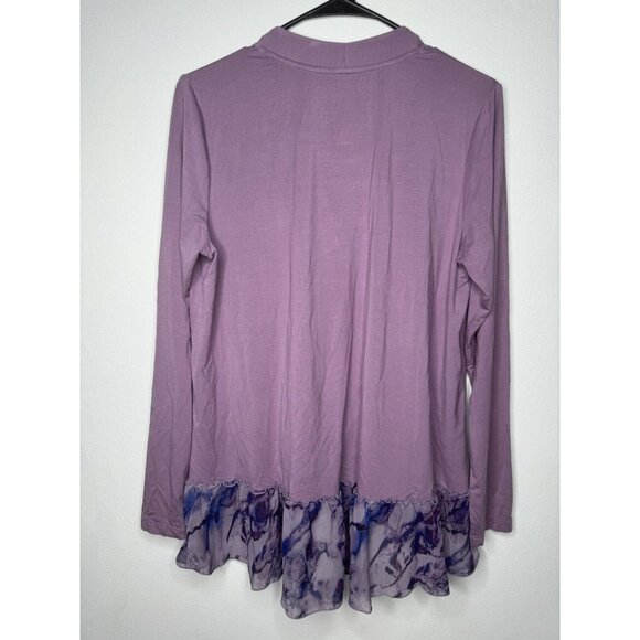 Logo by Lori Cardigan Romantic Goldstein Rayon 230 Chiffon Hem Ruffle  Size S - Picture 4 of 11
